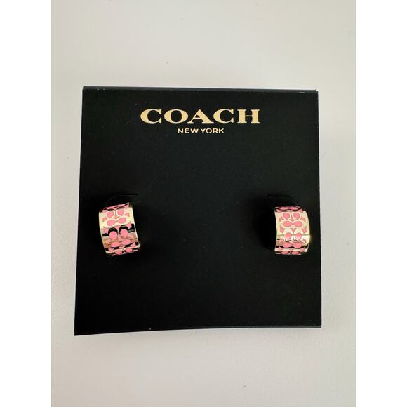 Coach Gold & Pink Signature Enamel Huggie
Earrings - NWT! - Picture 3 of 5